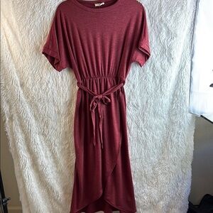 Flamingo Urban Red High Low Sundress with Dolman Sleeves